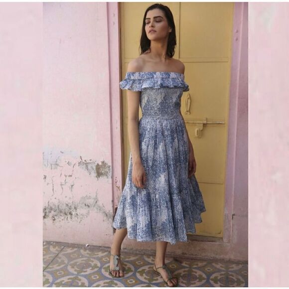 KAPARA LONDON FRIDA OFF SHOULDER PEASANT DRESS SIZE S/M NEW - Picture 2 of 11